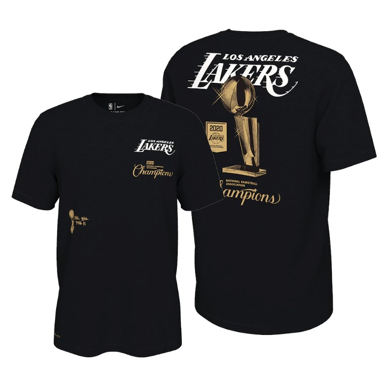 Men's Los Angeles Lakers NBA 2020 Celebration Expressive Finals Champions Black Basketball T-Shirt OJZ3383IQ